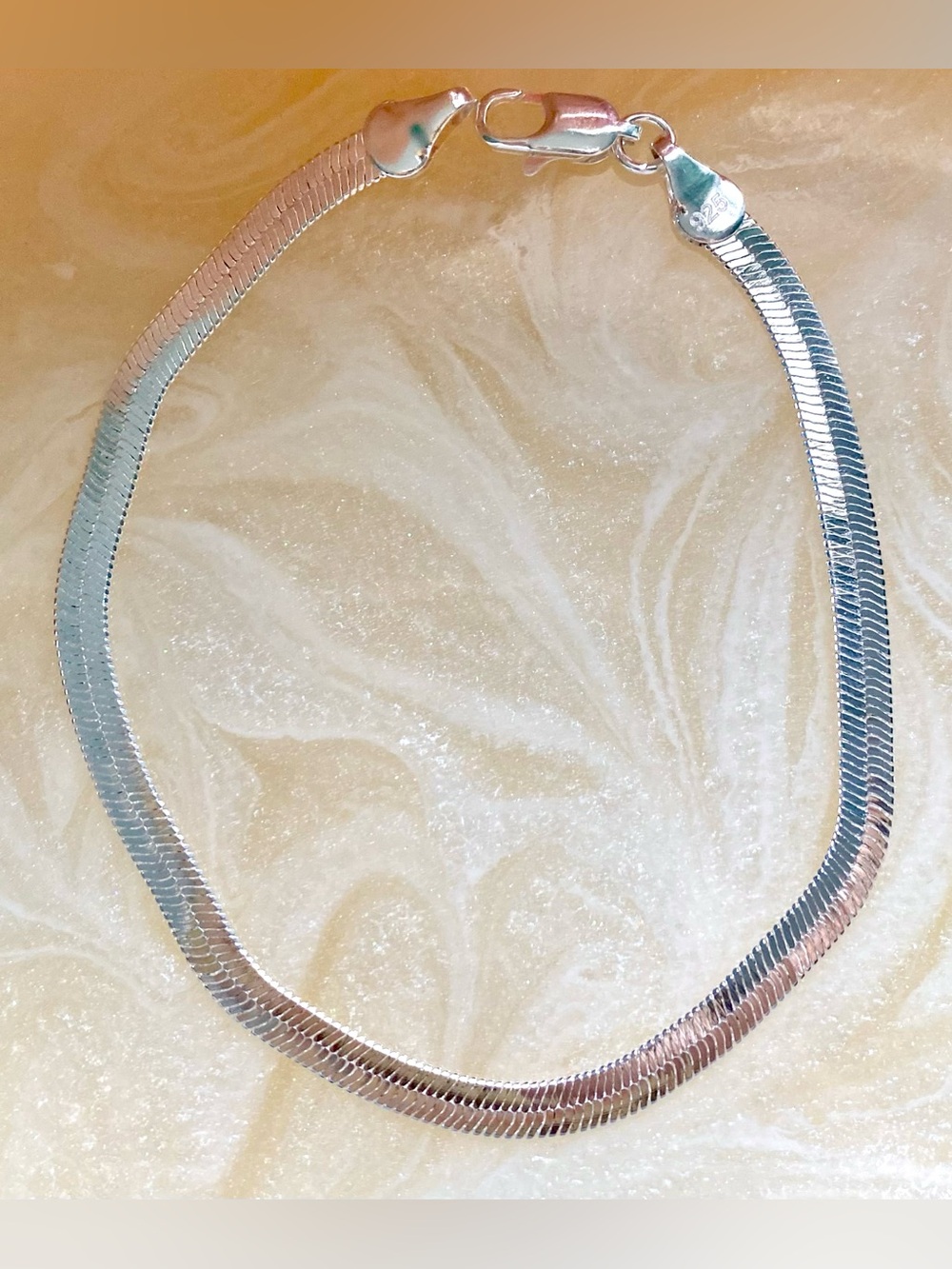 Silver Herringbone Chain bracelet- Silver